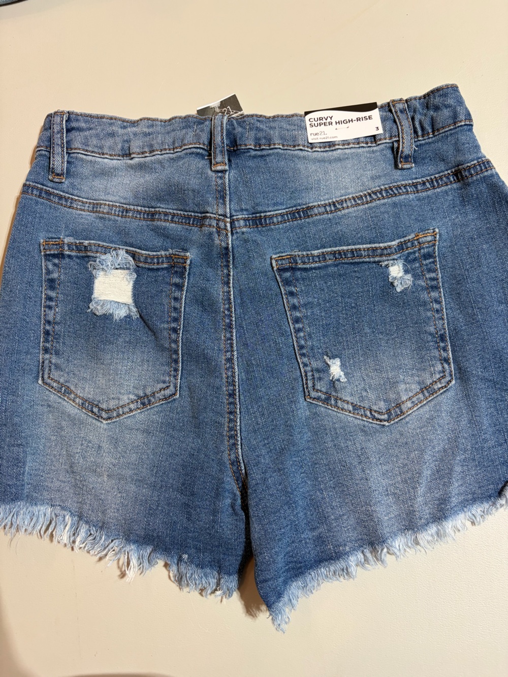 Rue21 Blue Distressed High-Rise Denim Shorts